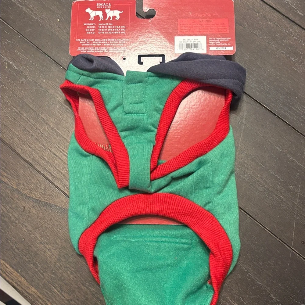 NWT Wondershop Festive Pet Hoodie in Green and Red
